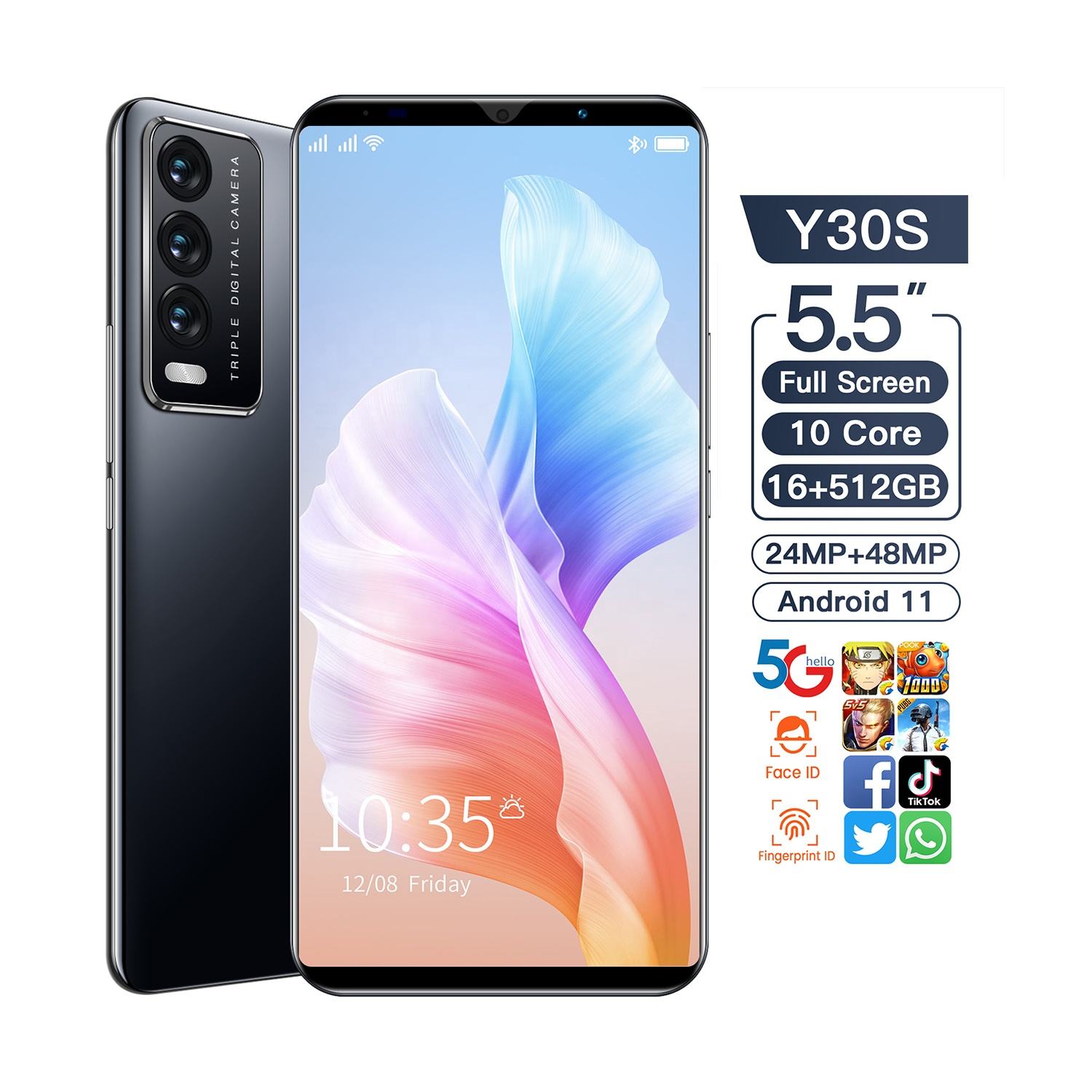 New Original Y30S 16GB+512GB Smartphone 5.5 Inch AMOLED Screen Android 11.0 4G T