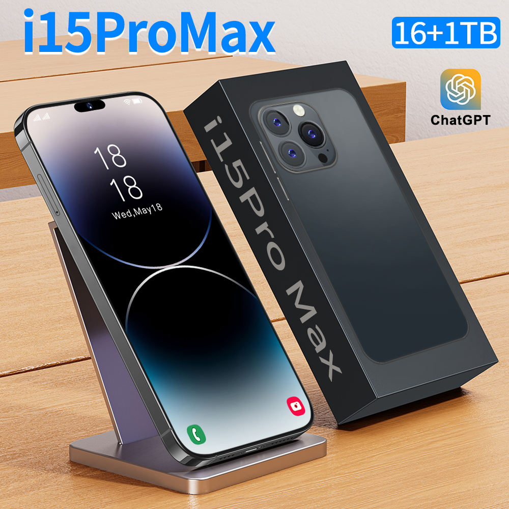 New design Phone i15 pro max Original Cell Phone 16GB+1TB 48MP+108MP face unlock
